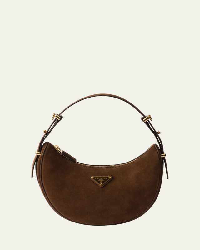 Arque Zip Suede Shoulder Bag